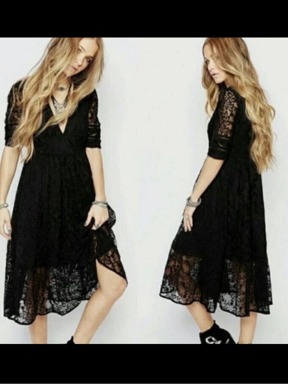 Vintage free people mountain Laurel black dress